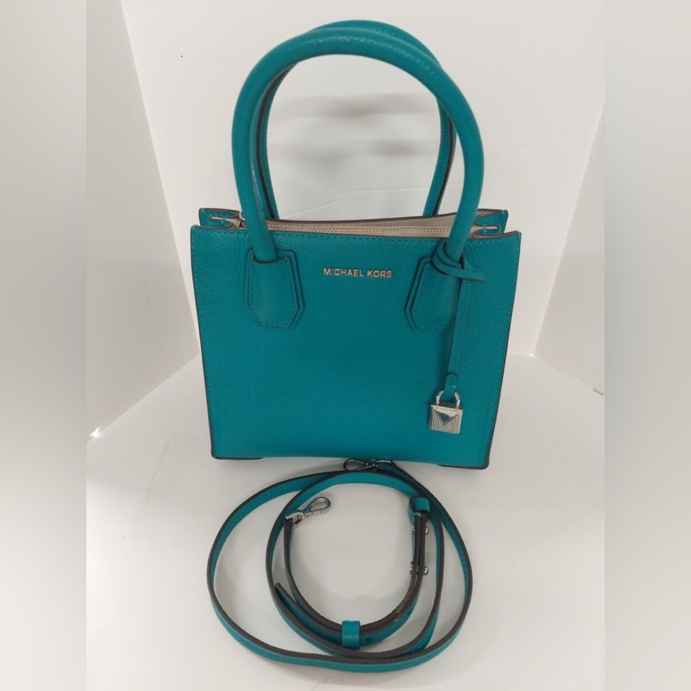 Michael Kors Studio Mercer Medium Messenger Crossbody Tile Blue